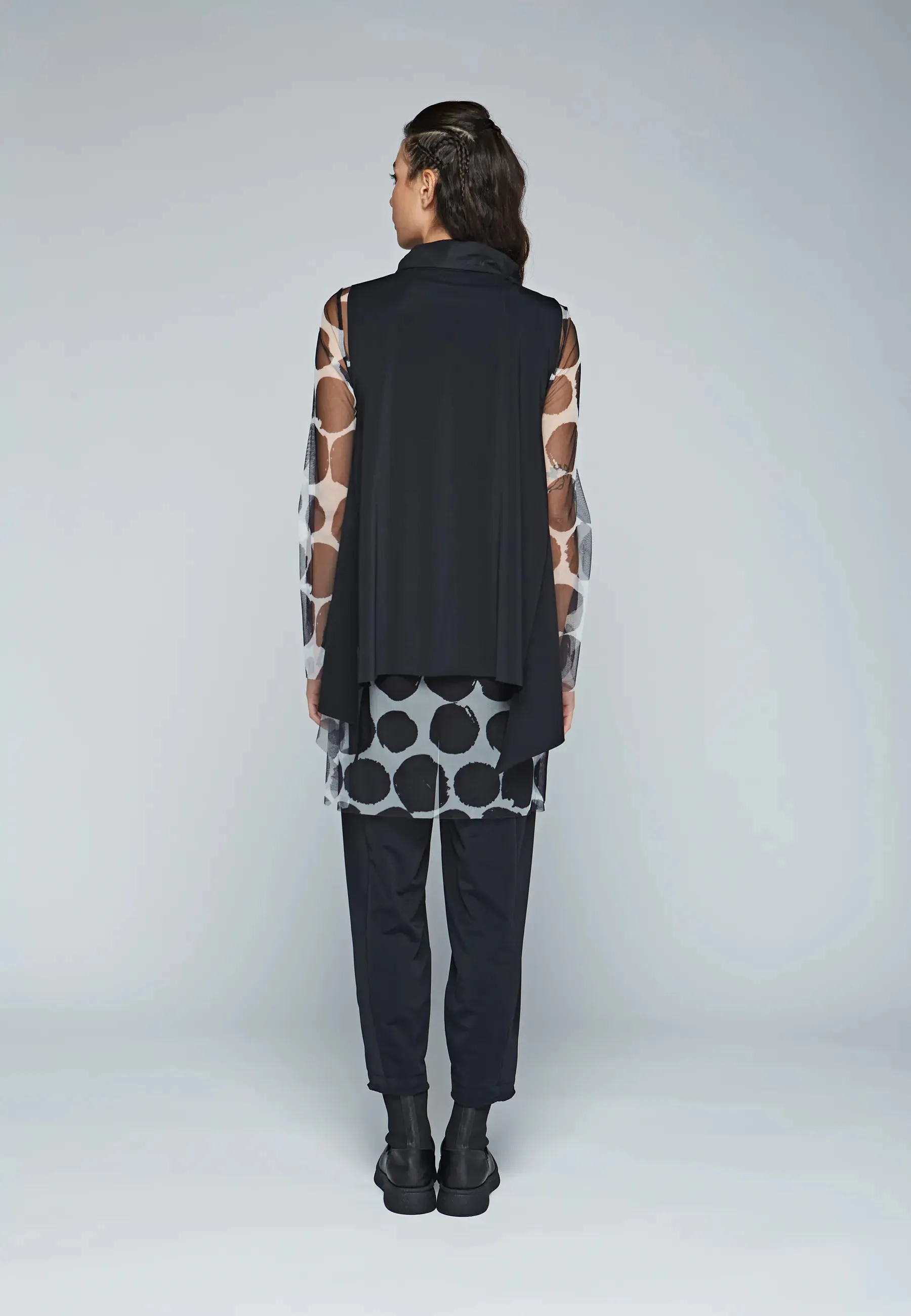 ORBIT Printed mesh & viscose jersey blended tunic