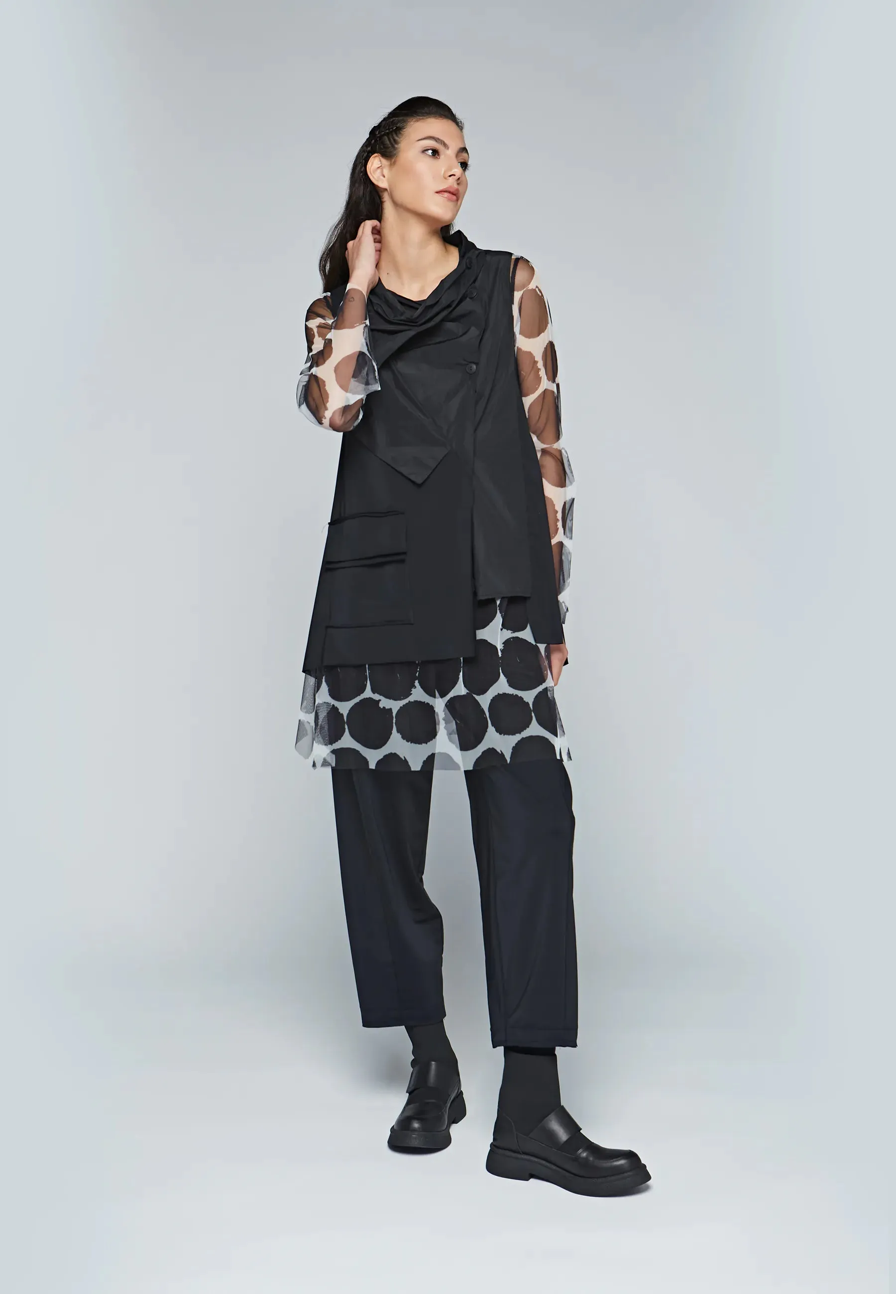 ORBIT Printed mesh & viscose jersey blended tunic