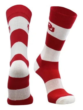 OU Oklahoma Sooners Socks Game Day Striped Crew Socks