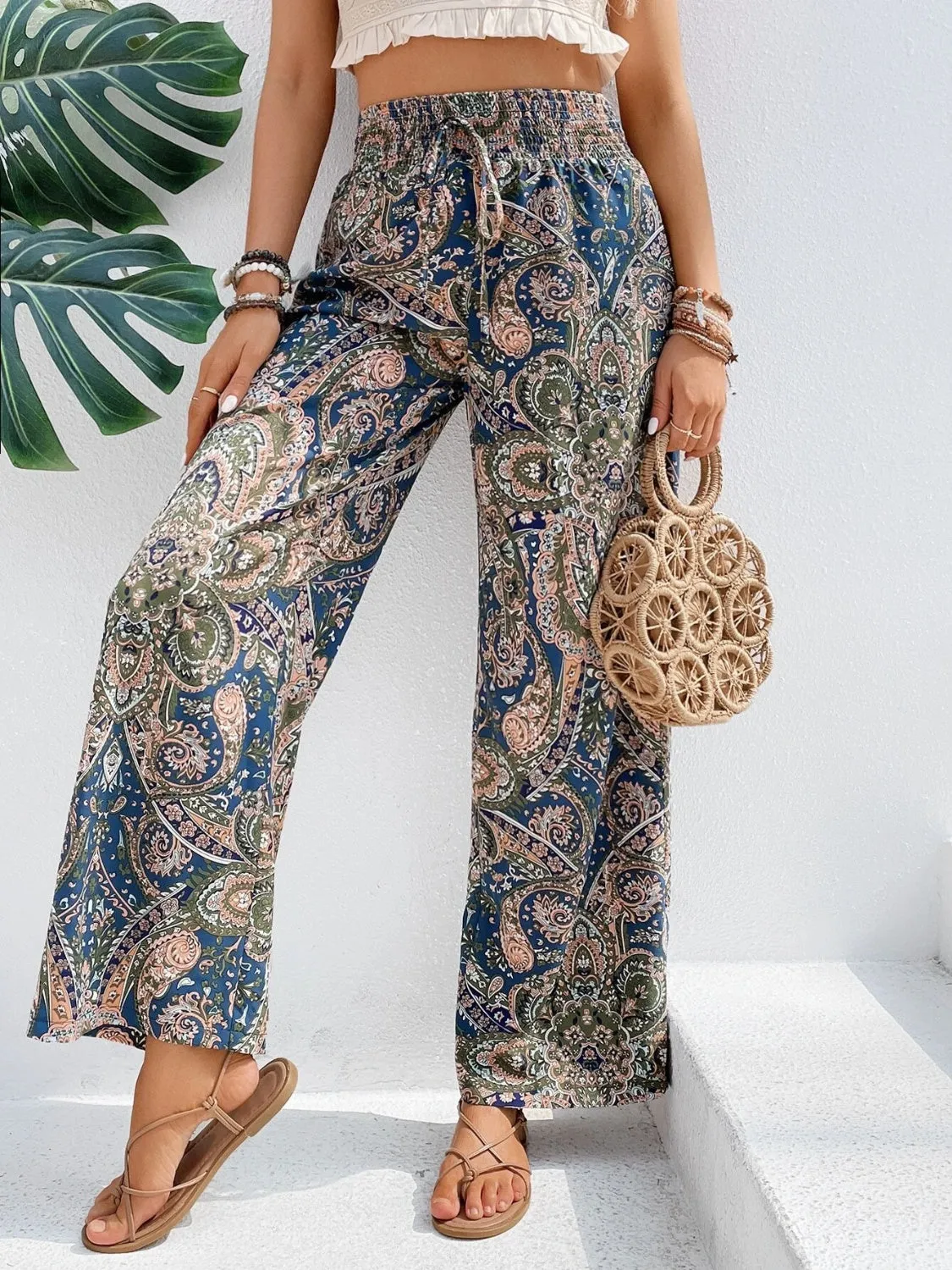 Paisley Printed Wide Leg Pants