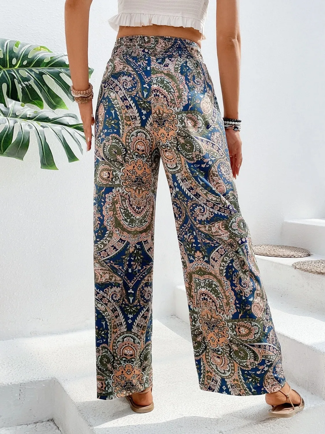 Paisley Printed Wide Leg Pants