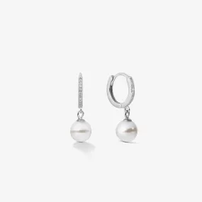 PEARL DROP HOOPS EARRINGS Silver