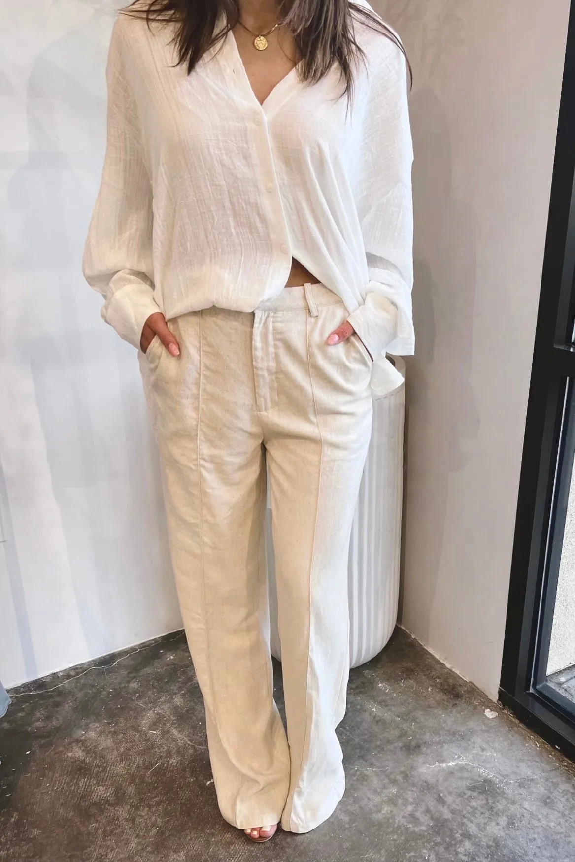 PRESTON LINEN WIDE LEG PANTS