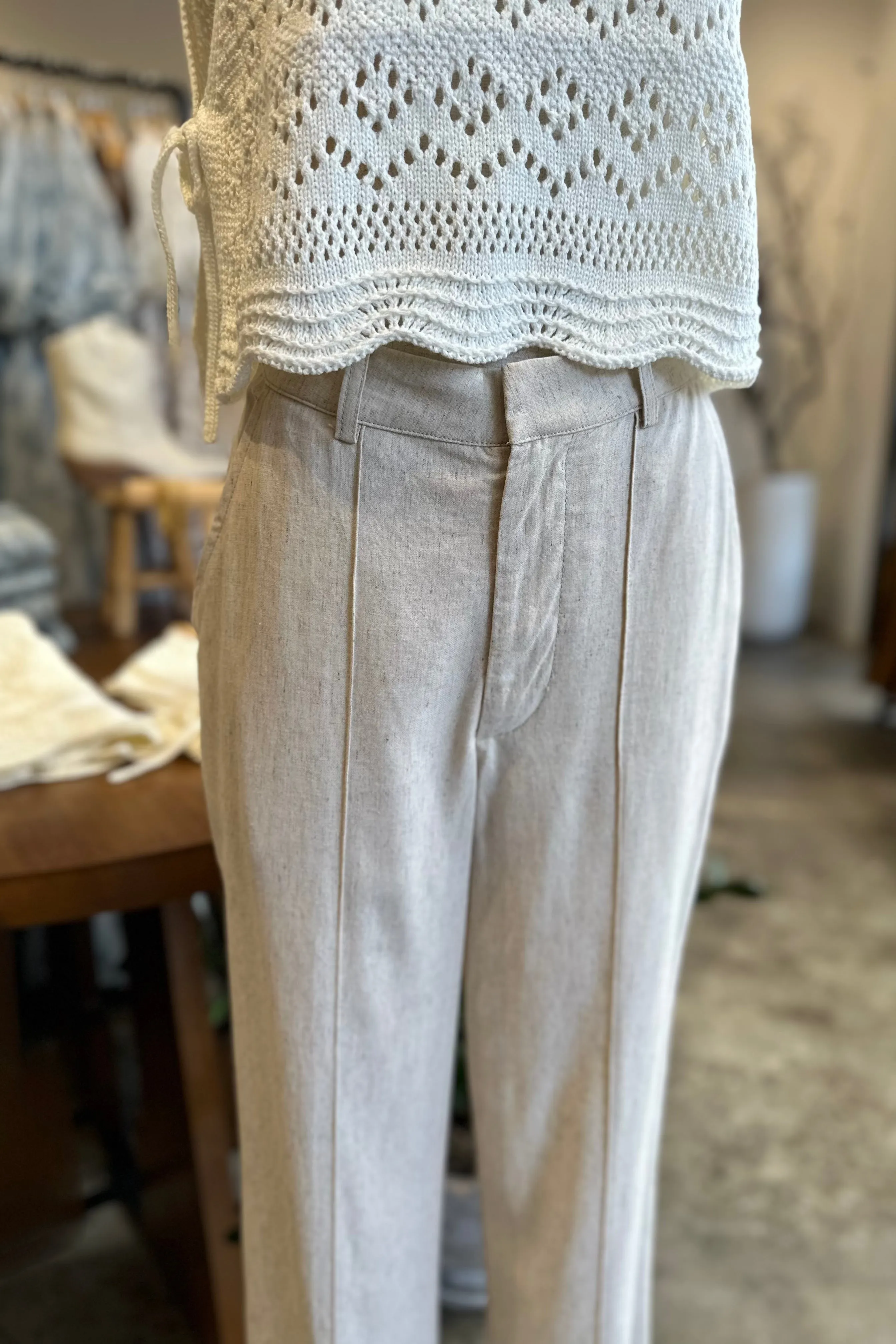 PRESTON LINEN WIDE LEG PANTS