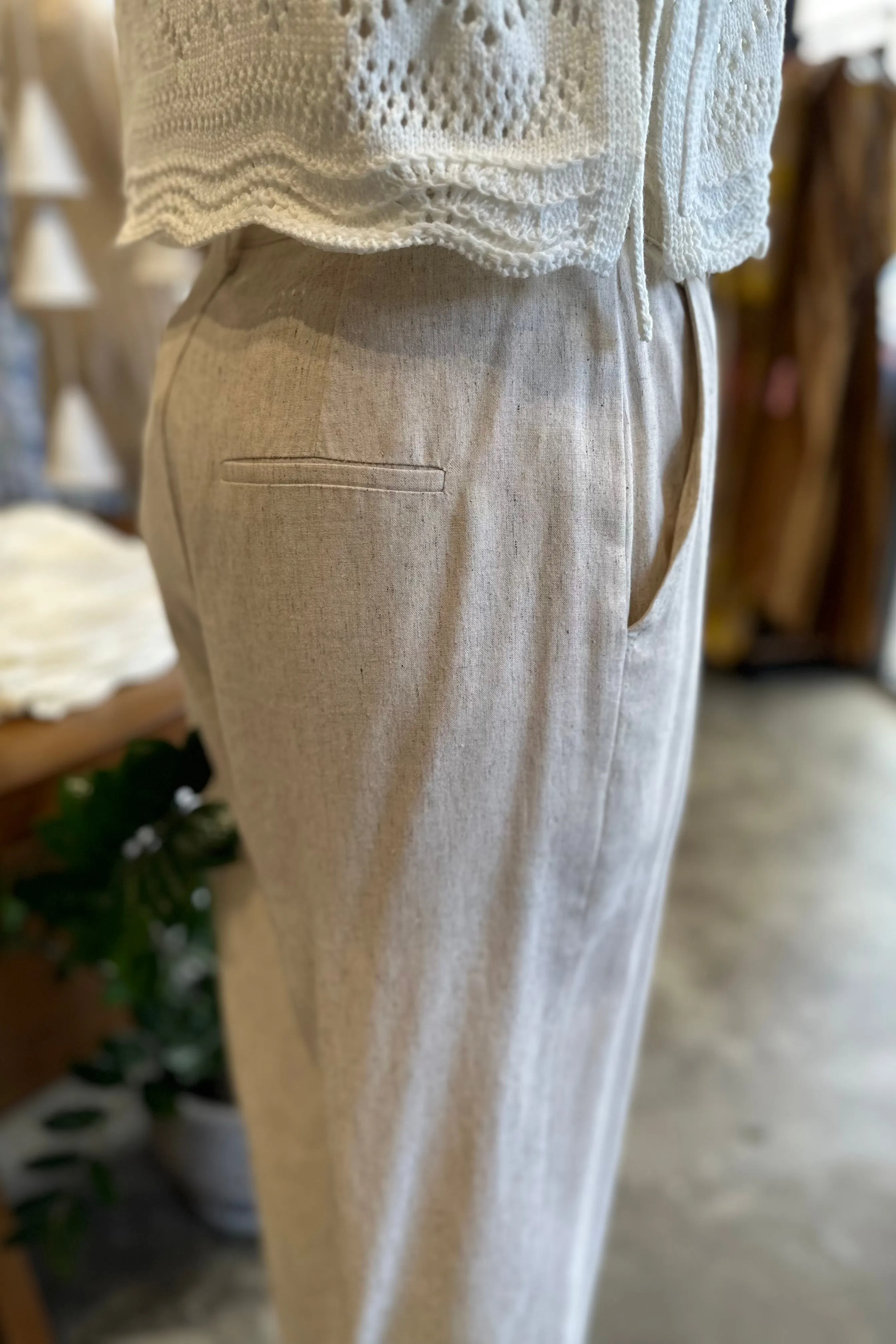 PRESTON LINEN WIDE LEG PANTS