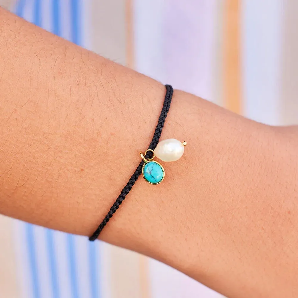 Pura Vida Pearl & Turquoise Gold Charm Bracelet