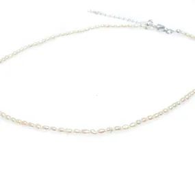 Rani Rice Pearl Necklace Silver Detail