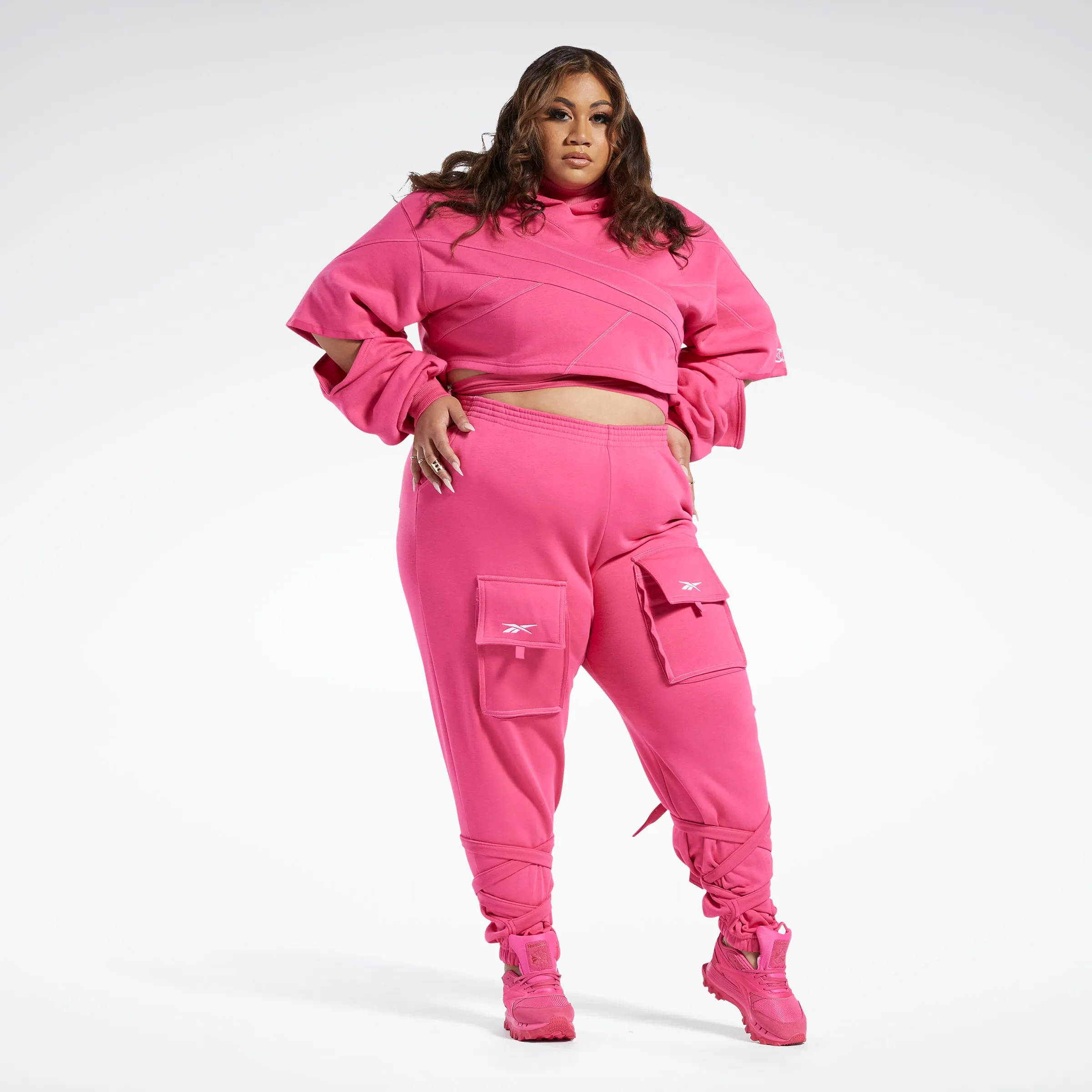 Reebok Apparel Women Cardi B Knit Joggers (Plus Size) Pnkfus