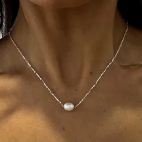 Seaside Glow Pearl Necklace Silver