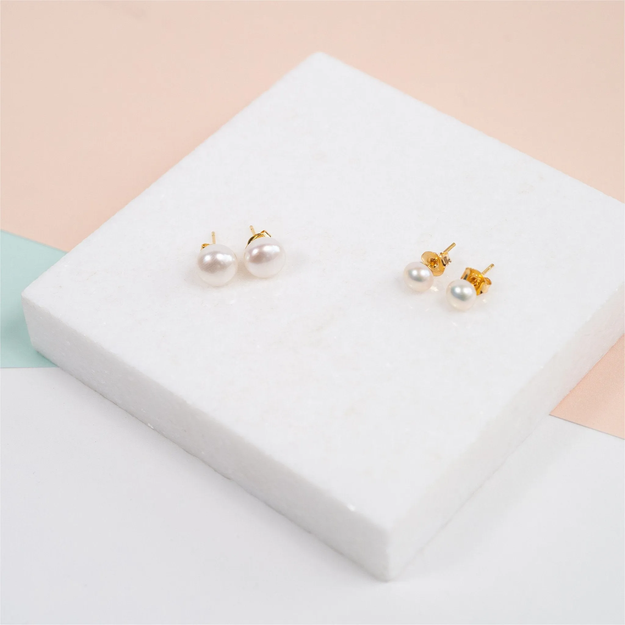 Seville White Pearl & Gold Vermeil Stud Earrings