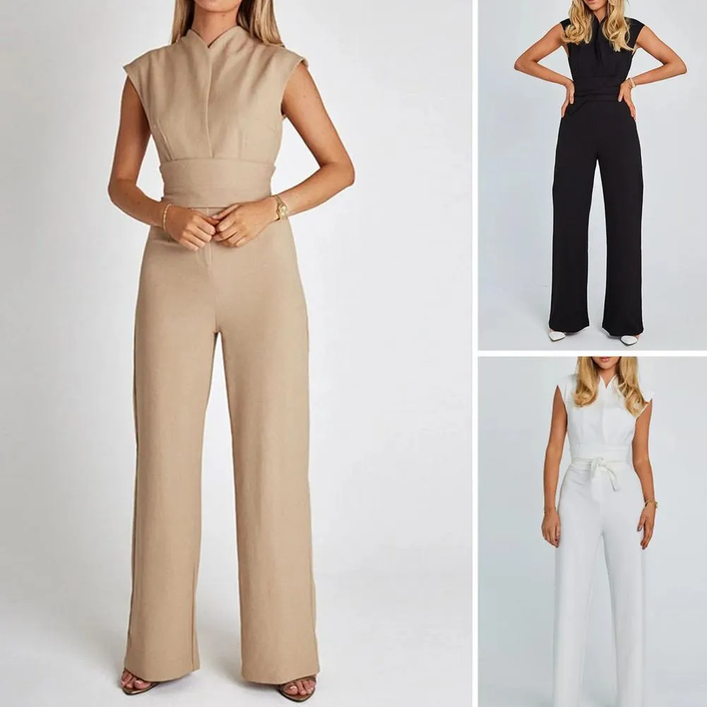 Solid Color Wide Leg Jumpsuit