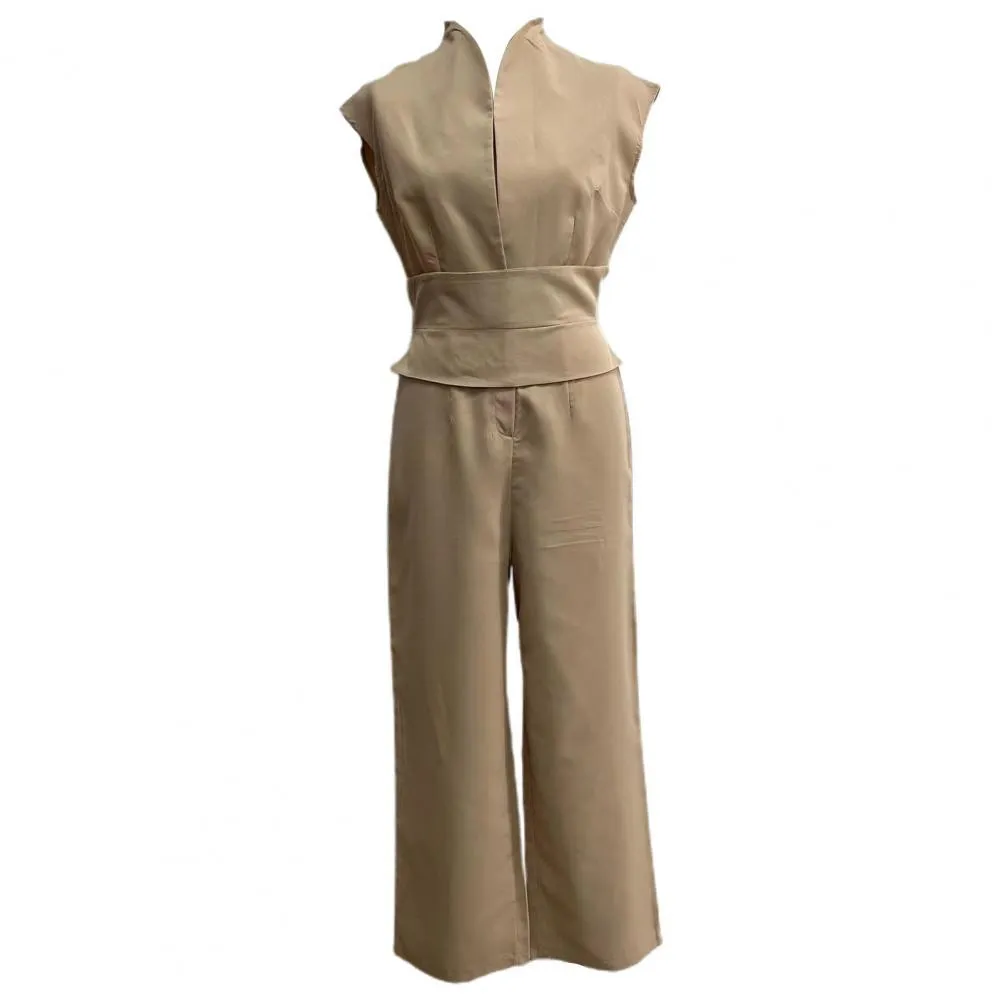 Solid Color Wide Leg Jumpsuit