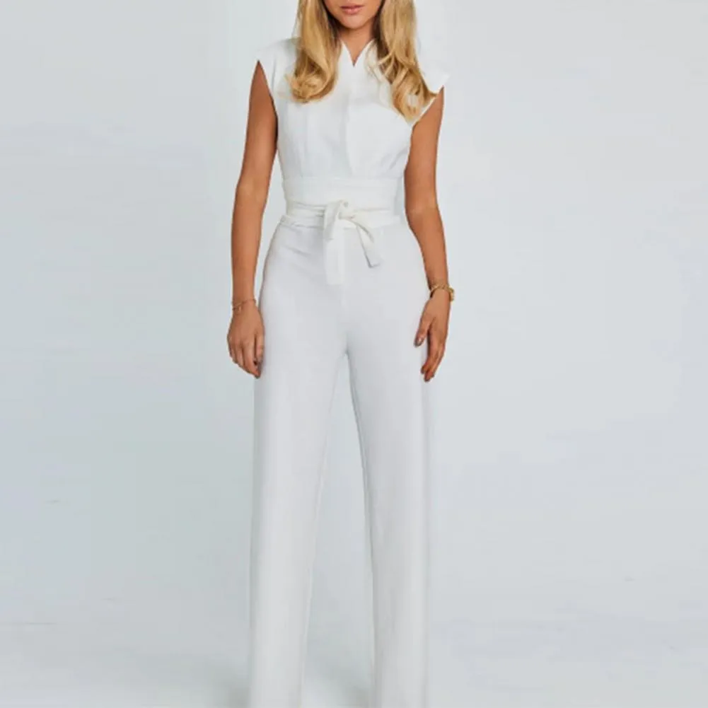 Solid Color Wide Leg Jumpsuit