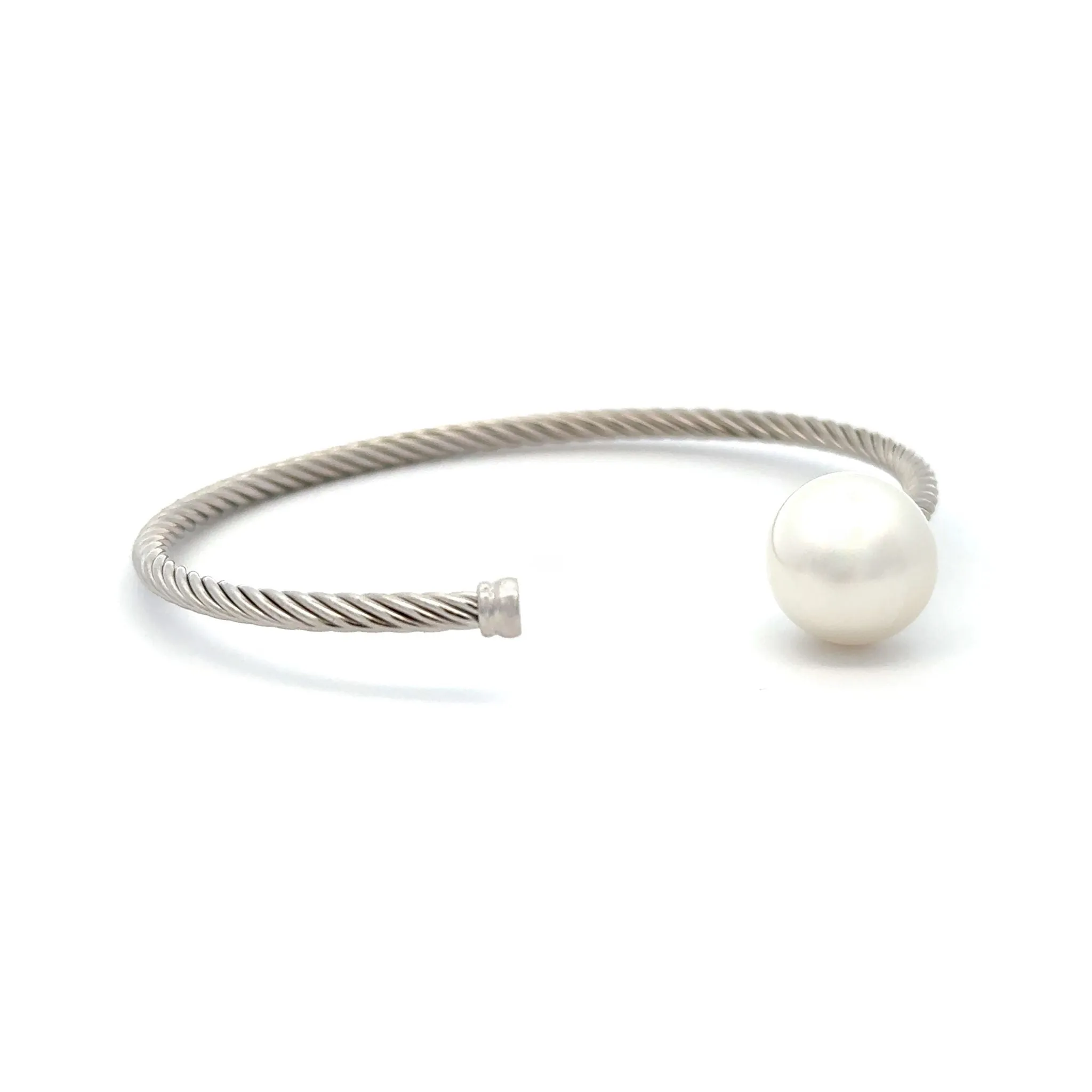 Sterling Silver Australian South Sea 12-13mm Cultured Pearl Bangle