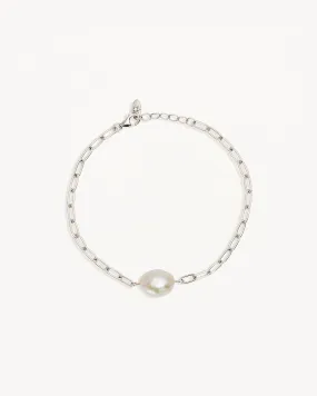 Sterling Silver Breathe Pearl Bracelet