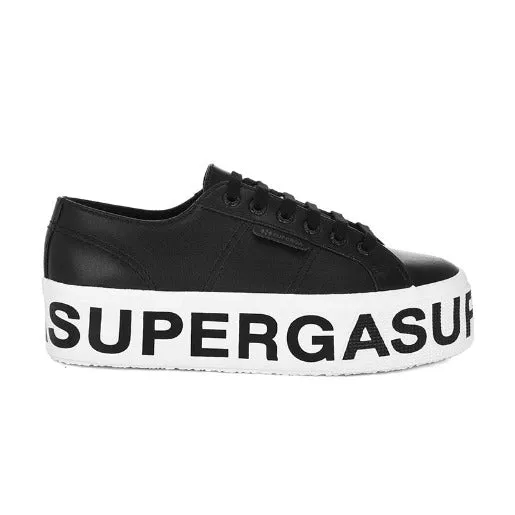 Superga 2790 Vegan Leather Lettering - Black