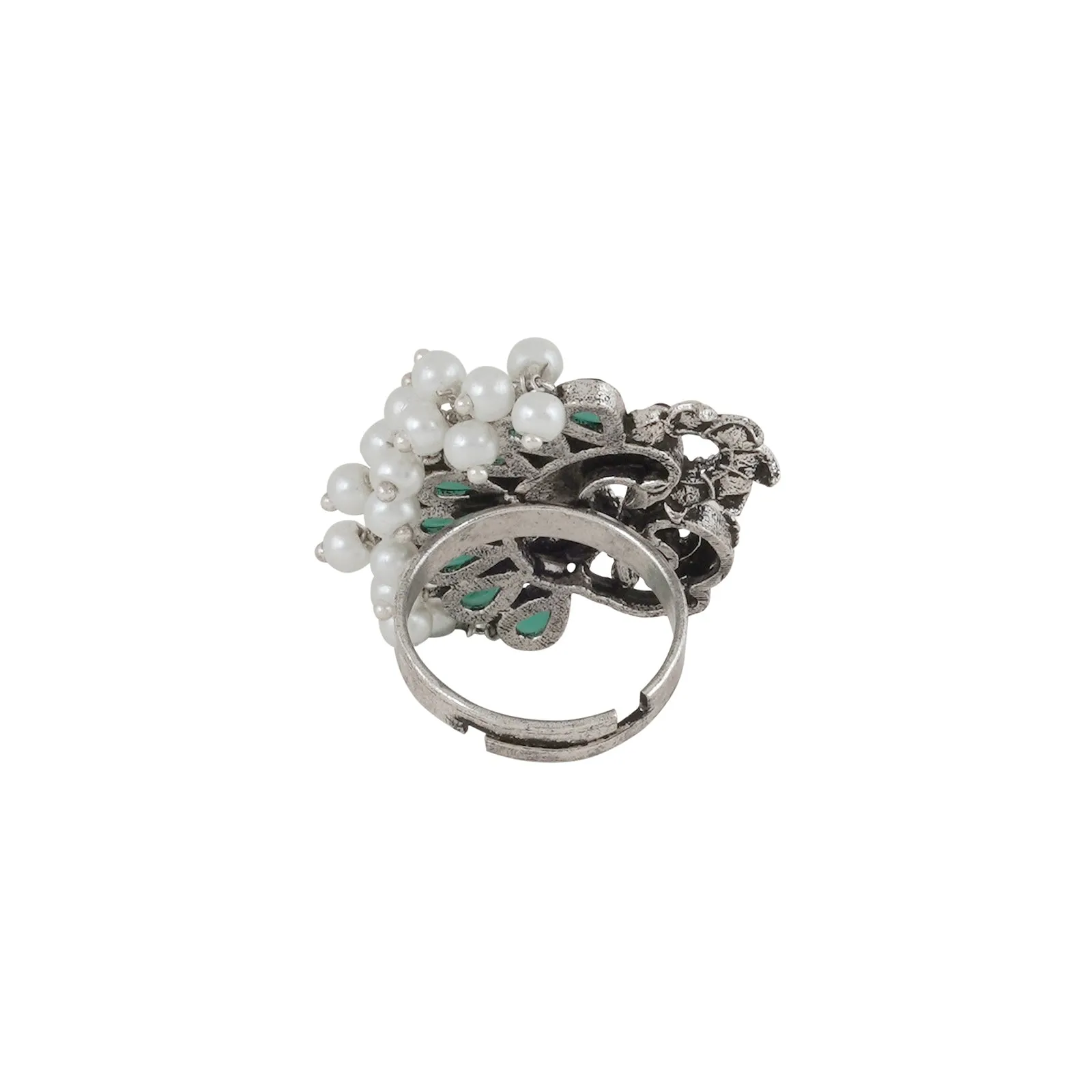 Teejh Akshya Pearl and Silver Oxidised Ring