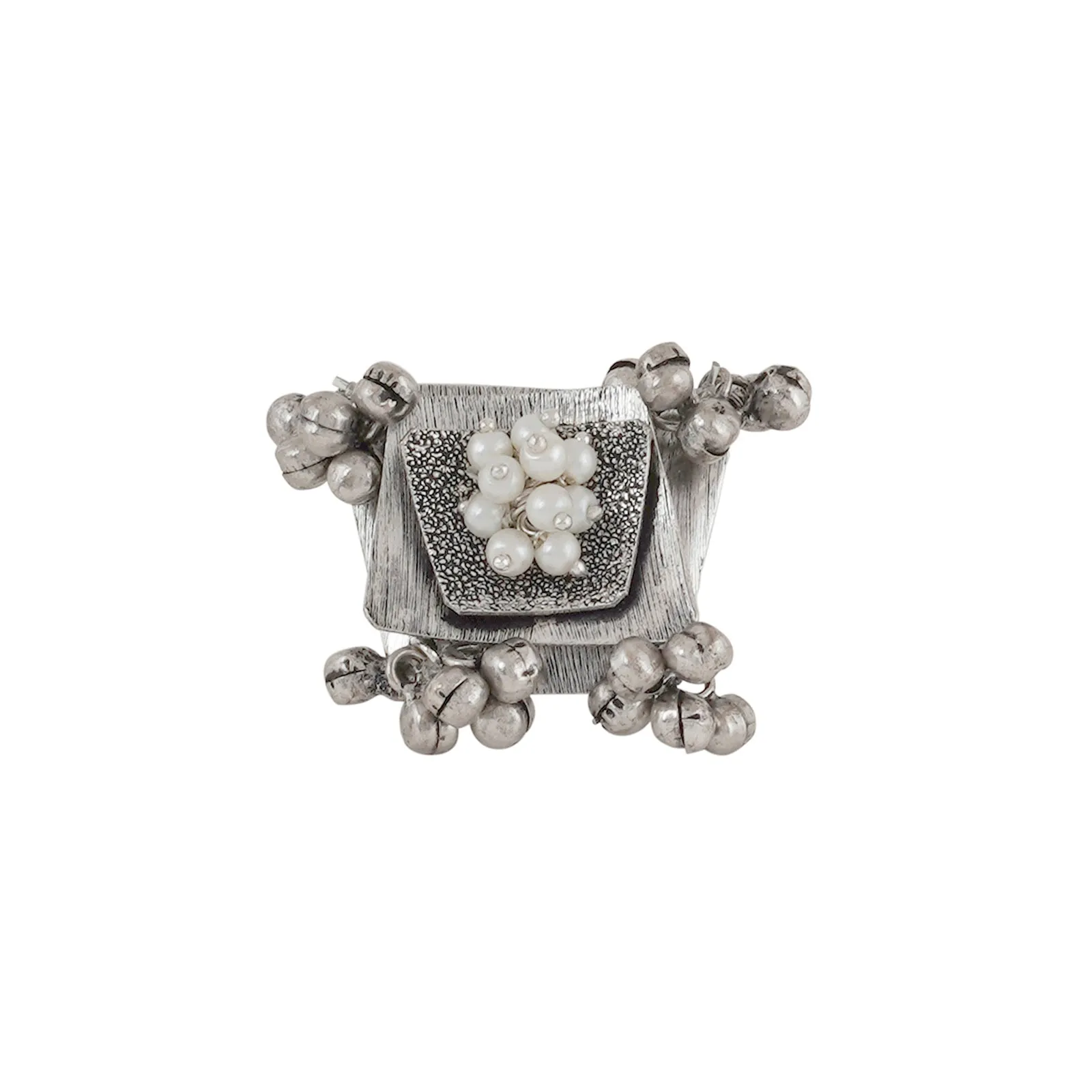 Teejh Amvii Pearl and Silver Oxidised Ring