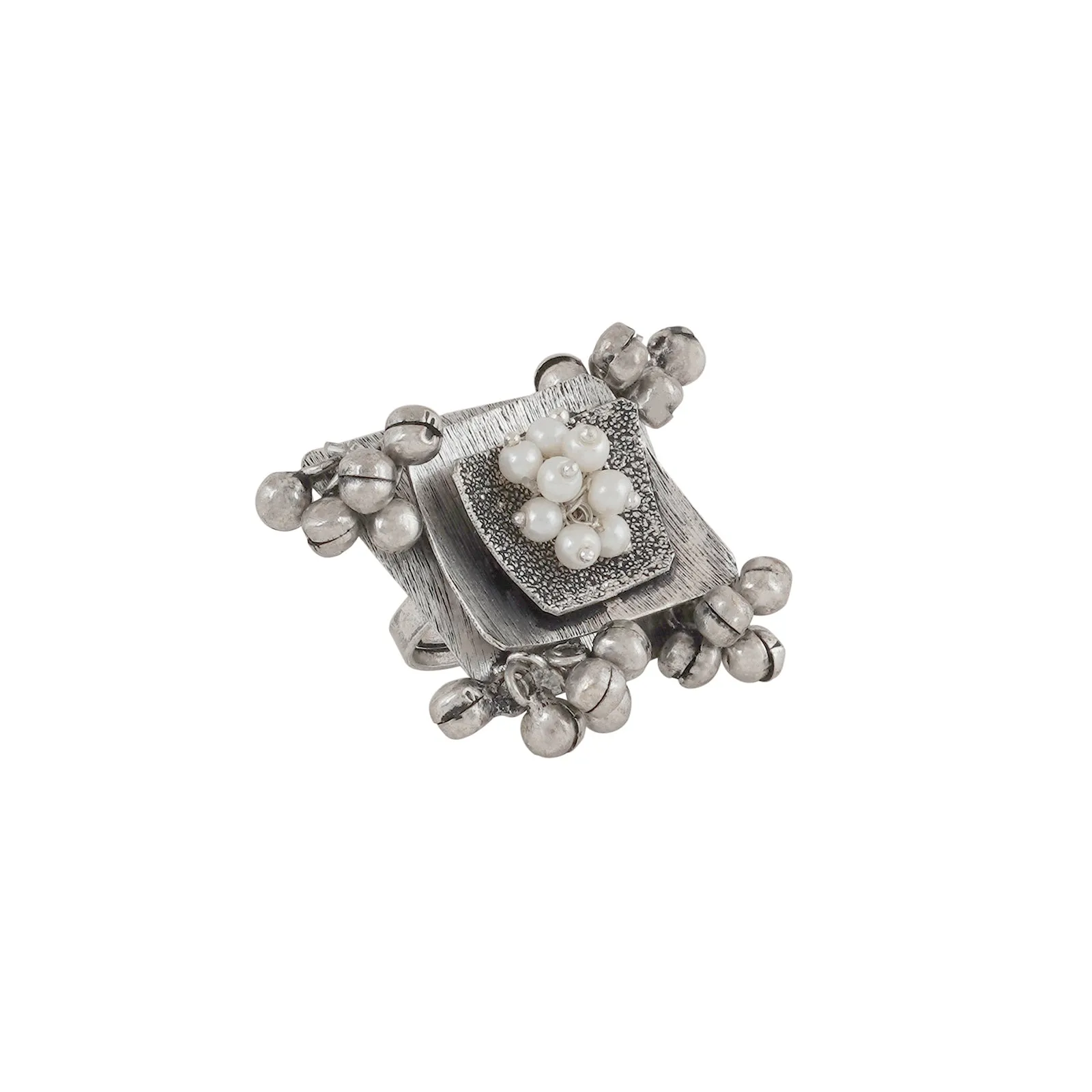 Teejh Amvii Pearl and Silver Oxidised Ring