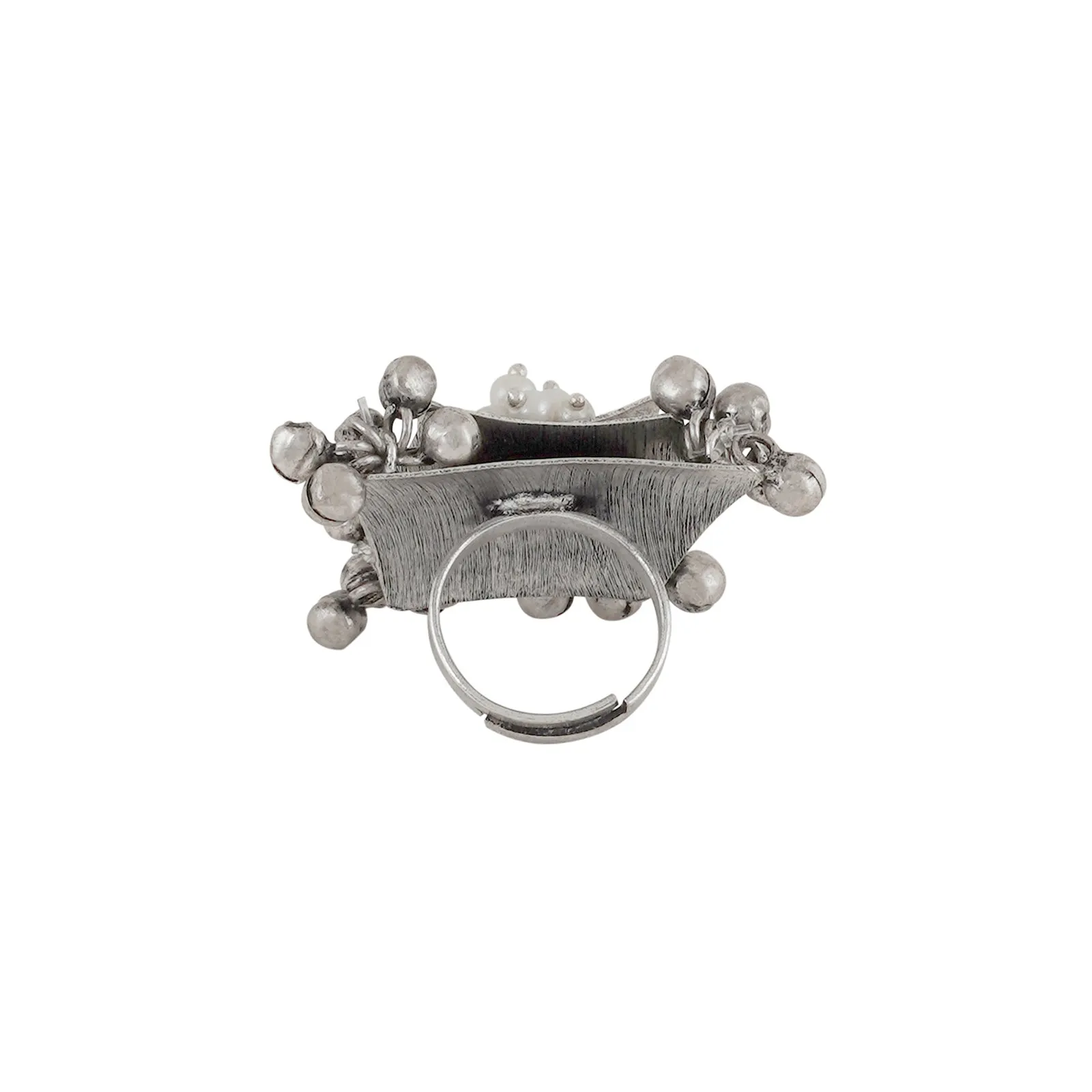 Teejh Amvii Pearl and Silver Oxidised Ring