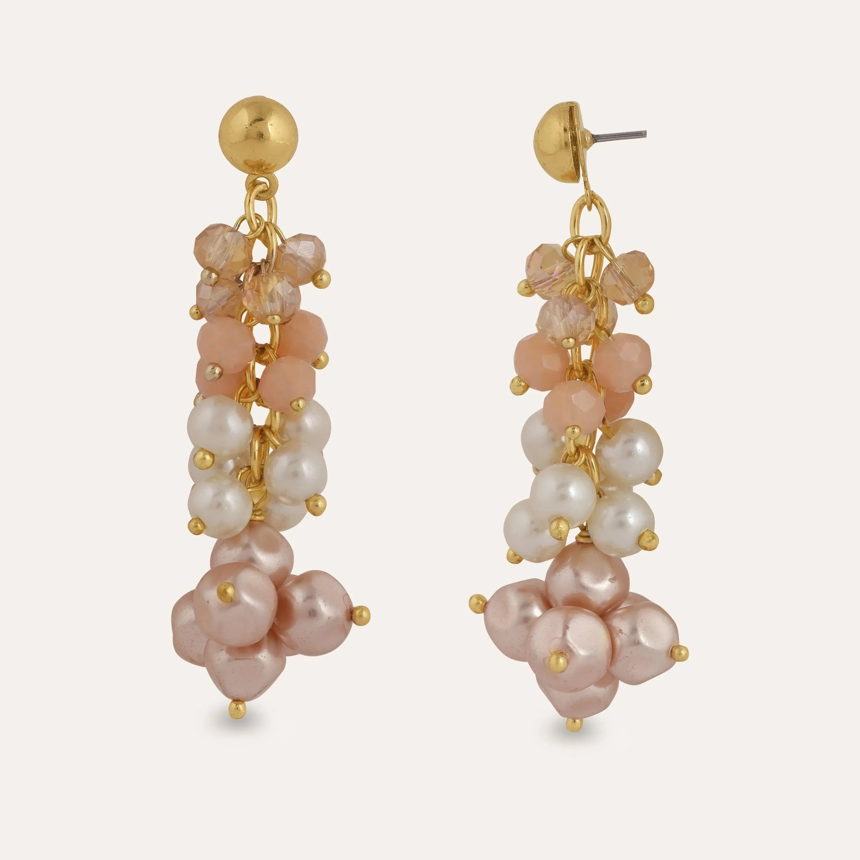 TFC Colorful Pearls Gold Plated Dangler Earrings