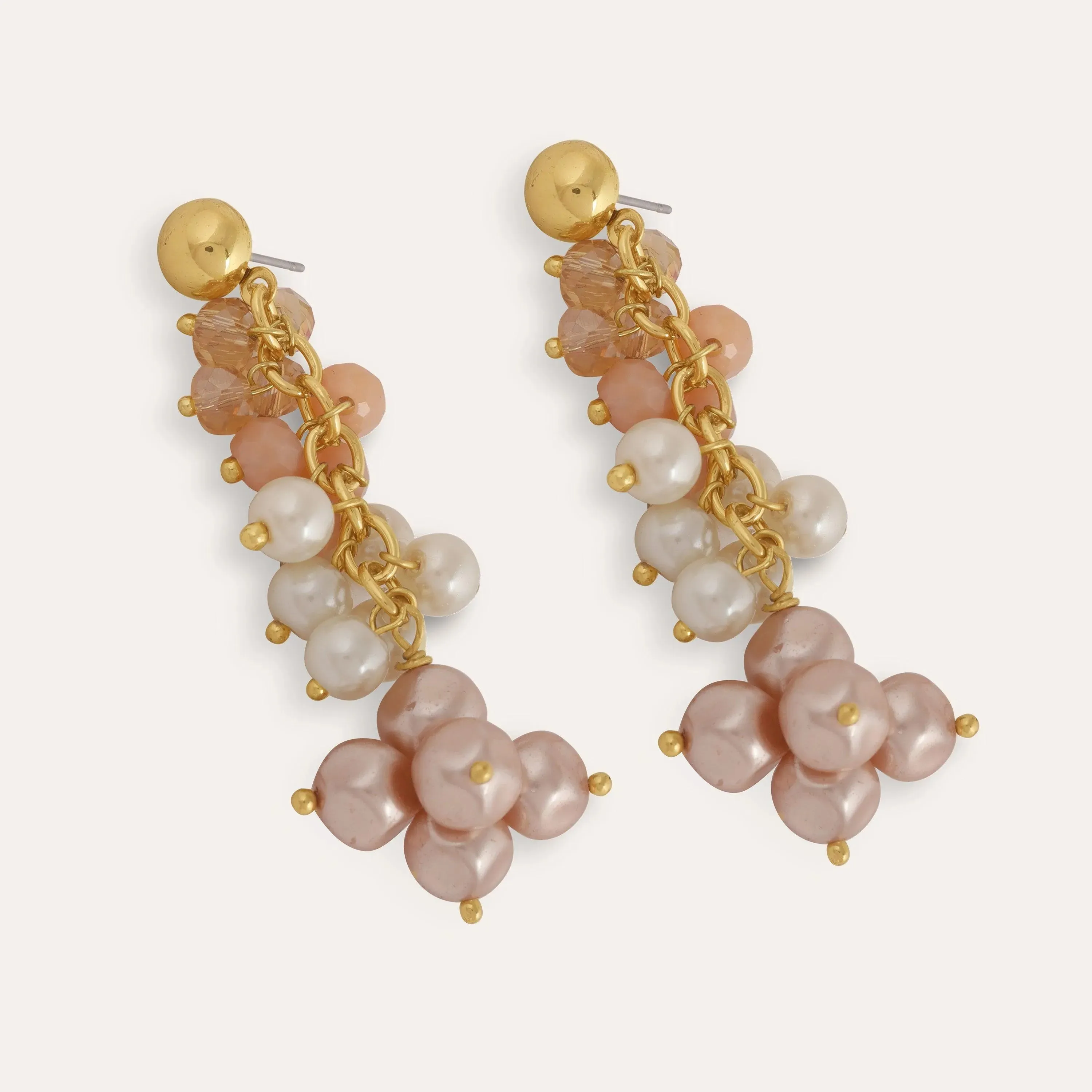 TFC Colorful Pearls Gold Plated Dangler Earrings