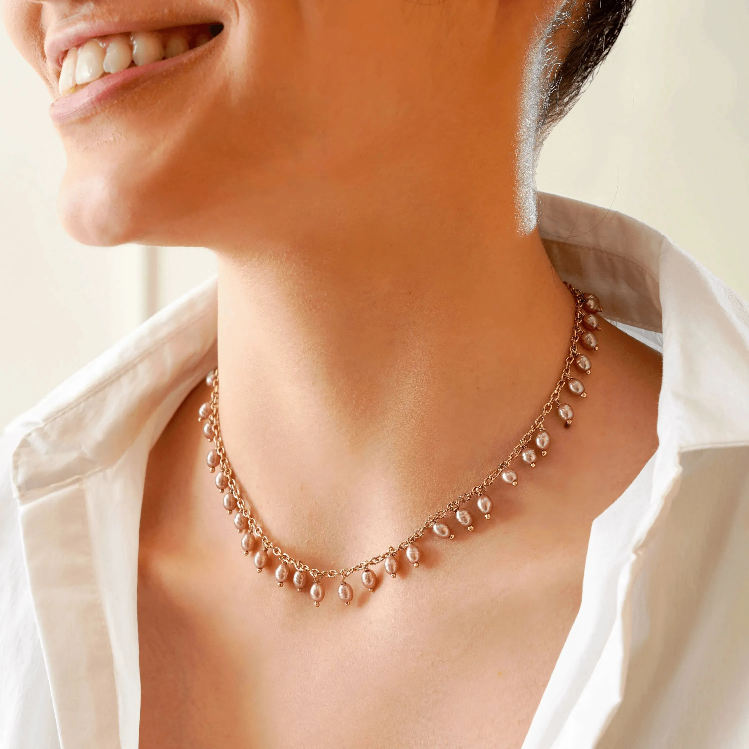 TFC Playful Pearl Pink Gold Plated Necklace