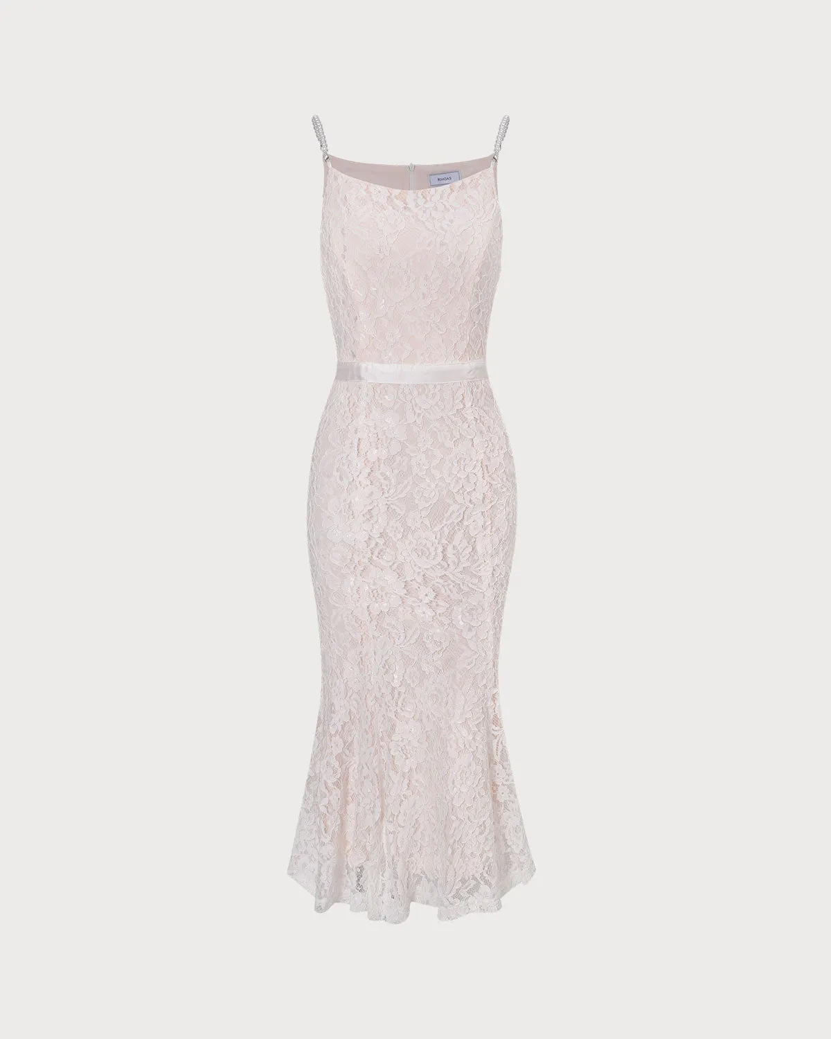 The White Floral Lace Mermaid Midi Dress