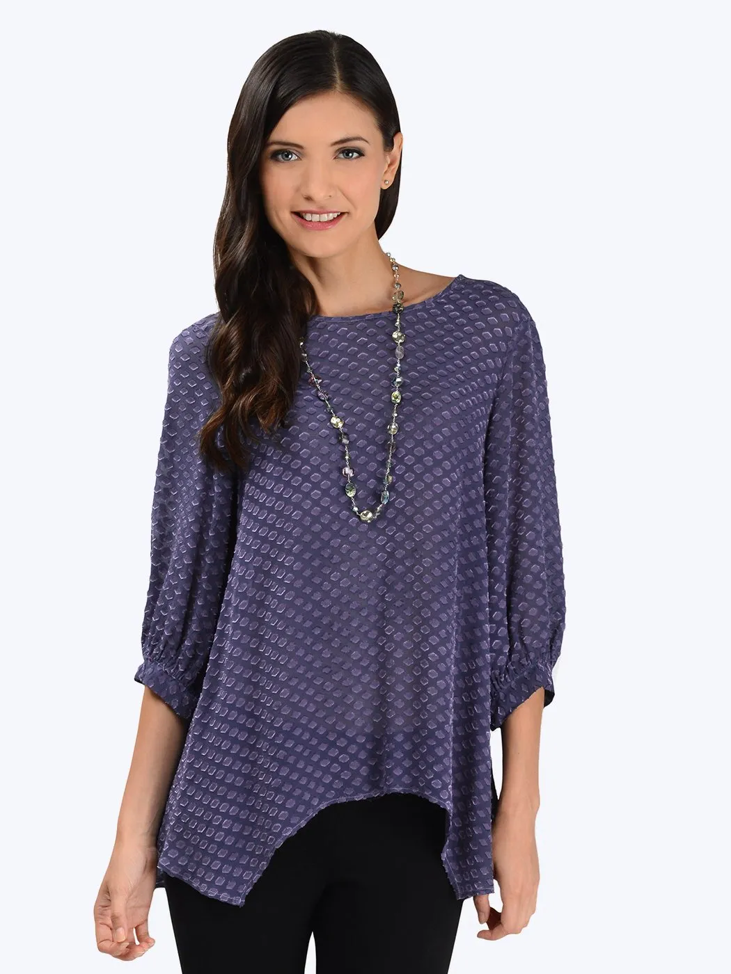 Tianello "Pebbles" Washable Silk Jacquard Leni Blouse