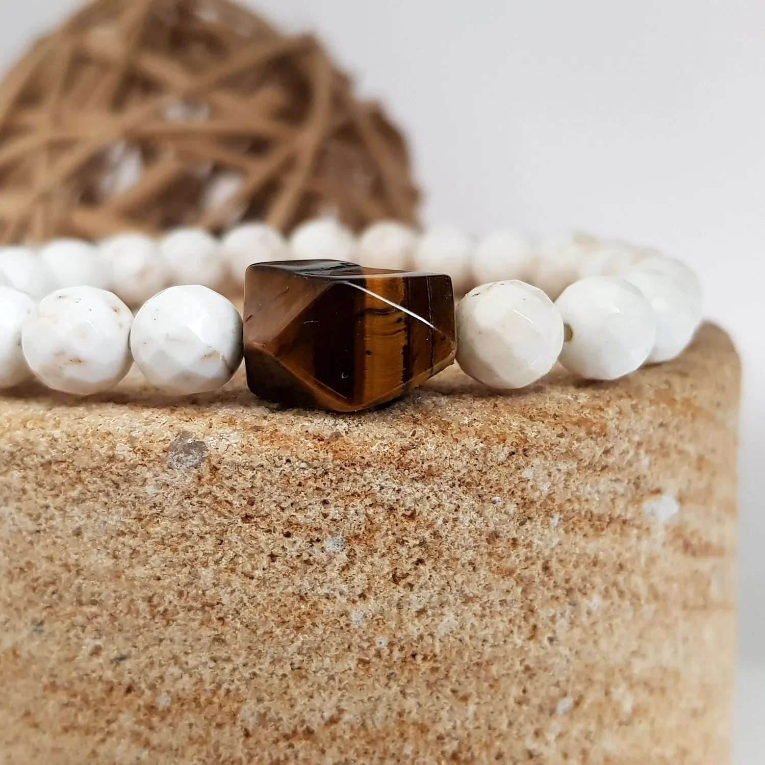 Tiger Eye Nugget! Men's Beaded Bracelet | KJ-312B | Unisex Jewellery