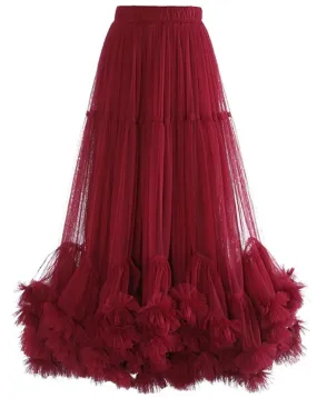 Tulle Skirt with Ruffle Hem