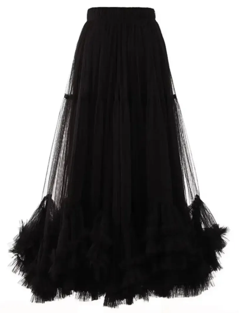 Tulle Skirt with Ruffle Hem