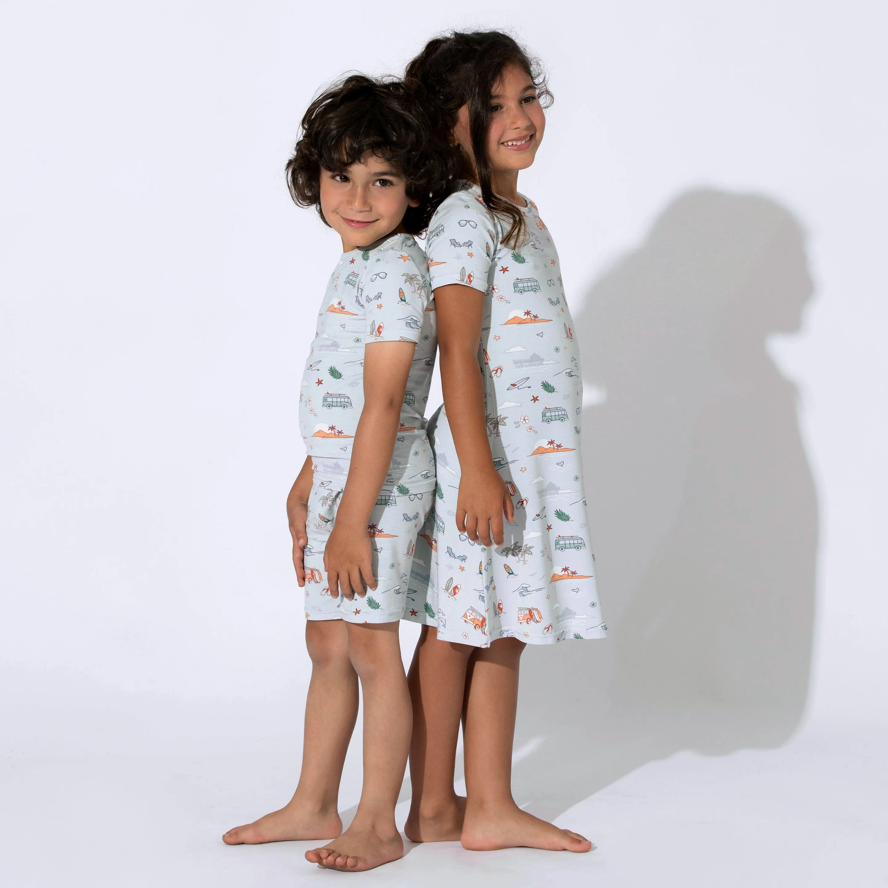 Vintage Surf Bamboo Kids Pajama Short Set