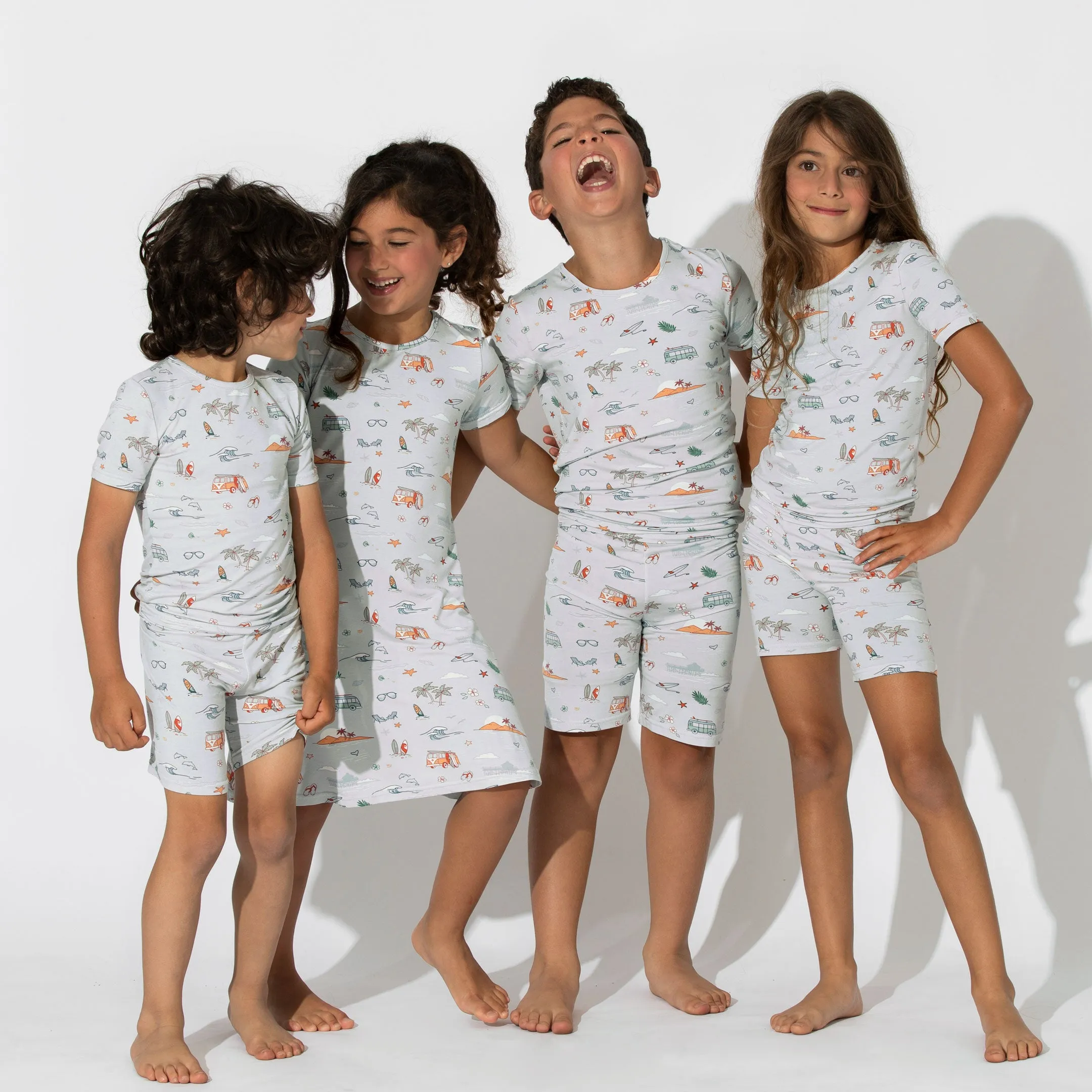 Vintage Surf Bamboo Kids Pajama Short Set