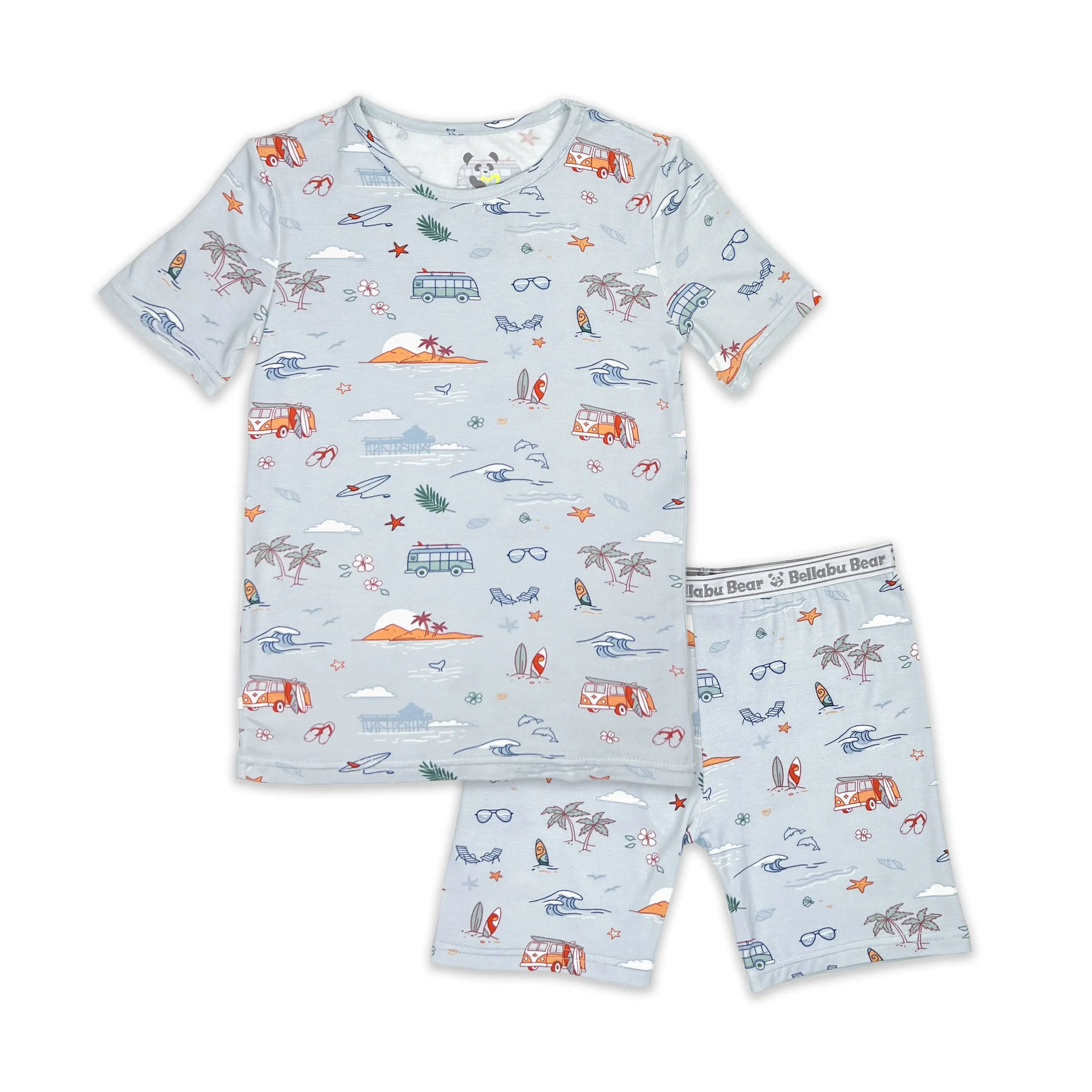 Vintage Surf Bamboo Kids Pajama Short Set