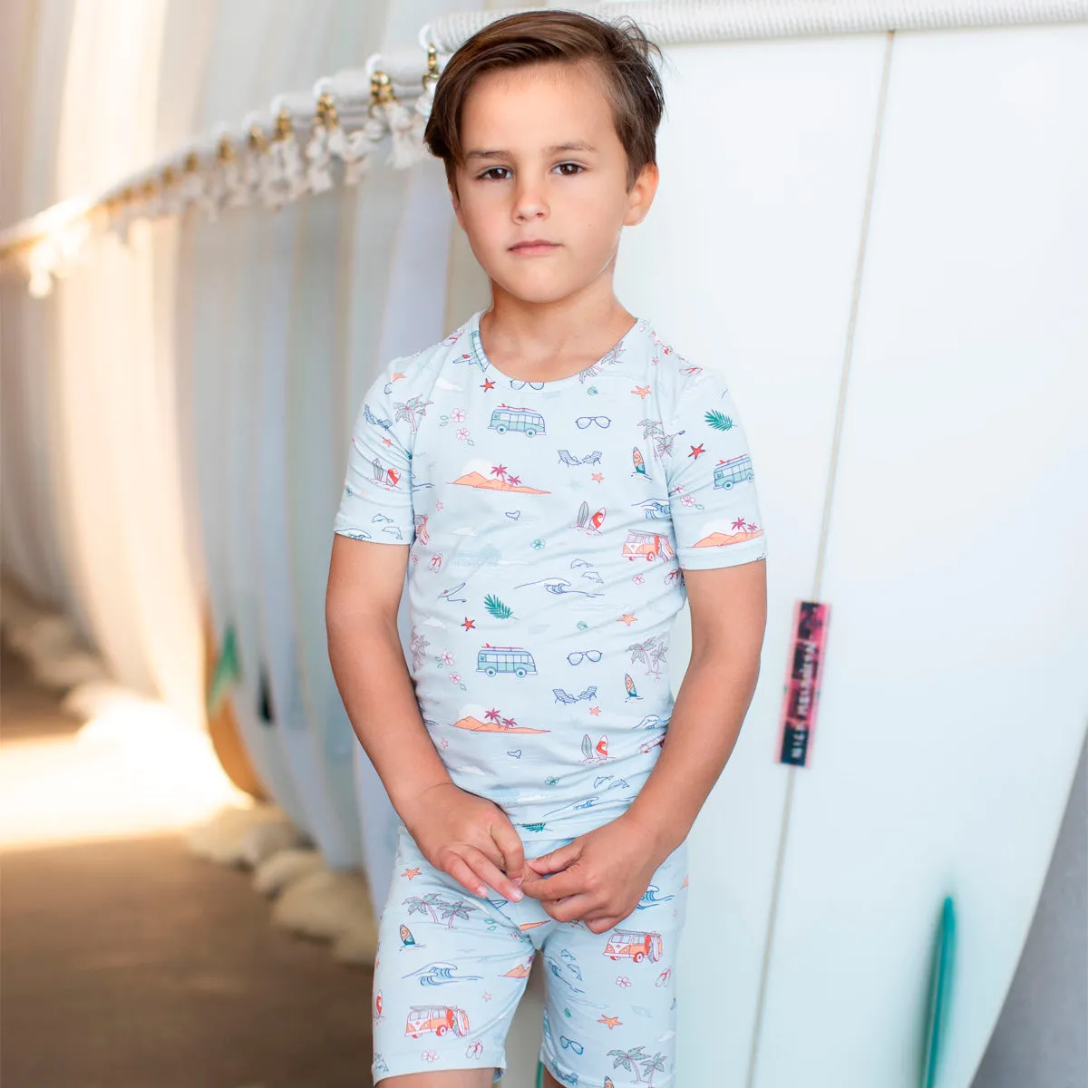 Vintage Surf Bamboo Kids Pajama Short Set