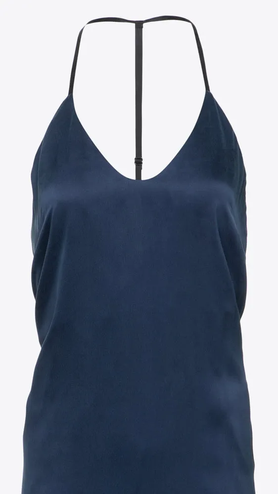 Washable Silk Slip Dress - Deep Blue