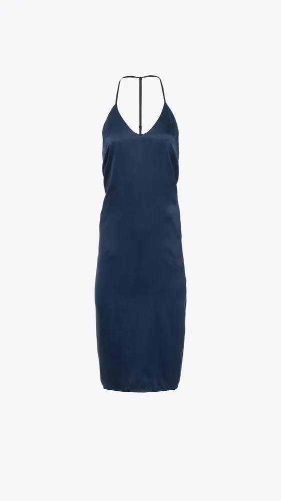 Washable Silk Slip Dress - Deep Blue