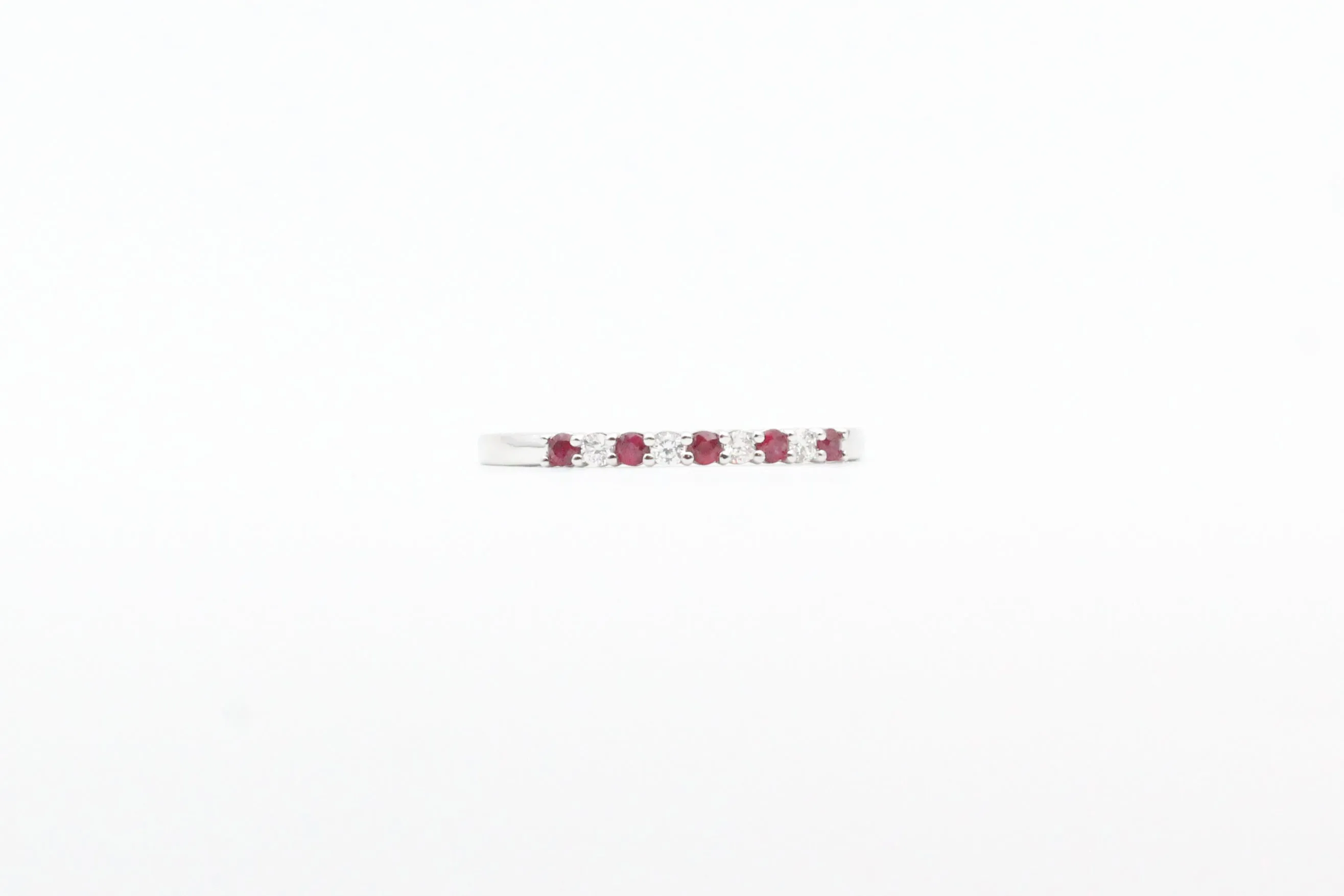 White Gold Alternating Ruby and Diamond Band