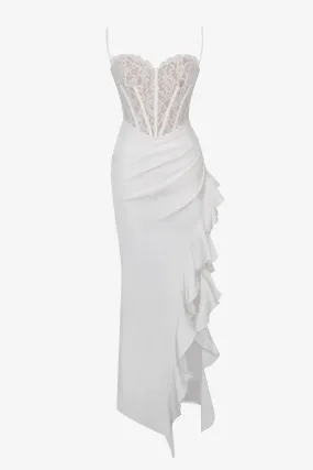 White Slit Corset Maxi Dress