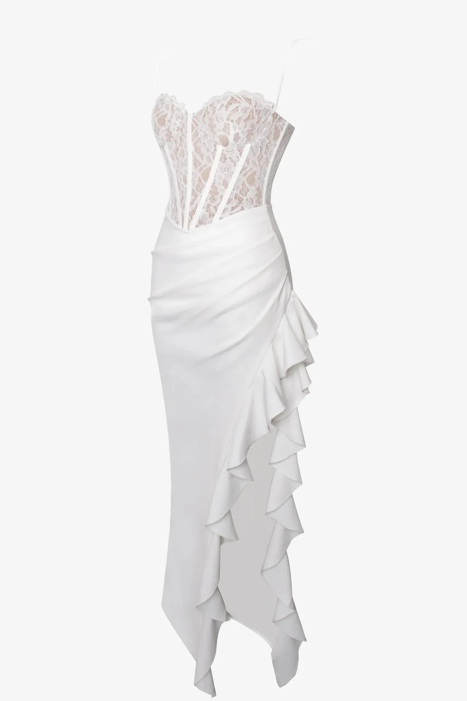 White Slit Corset Maxi Dress