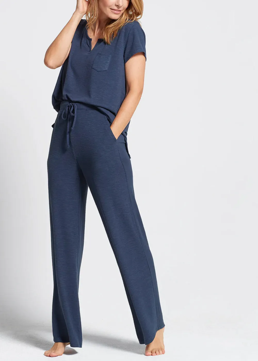 Wide Leg Lounge Pant - Slub Knit