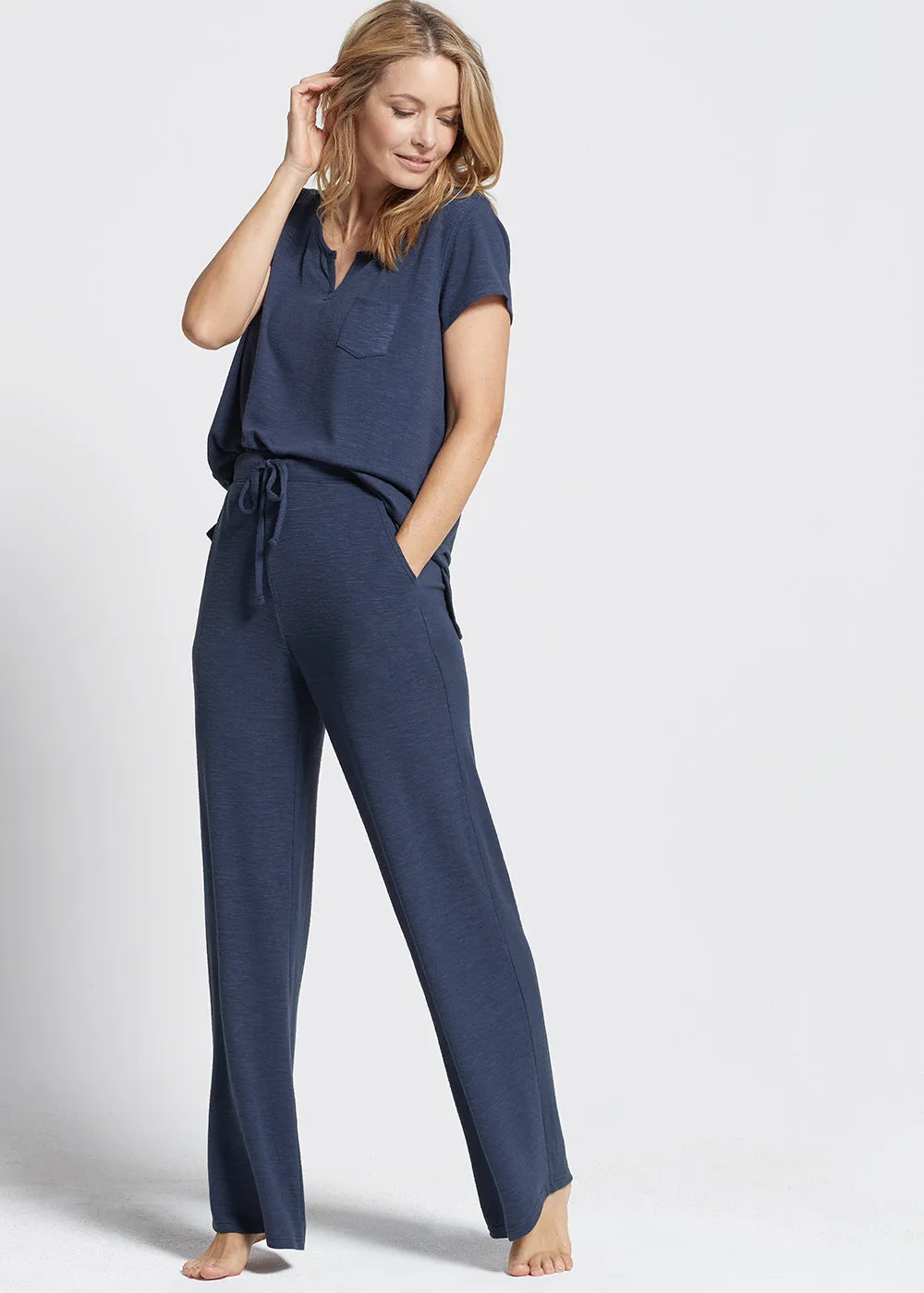 Wide Leg Lounge Pant - Slub Knit