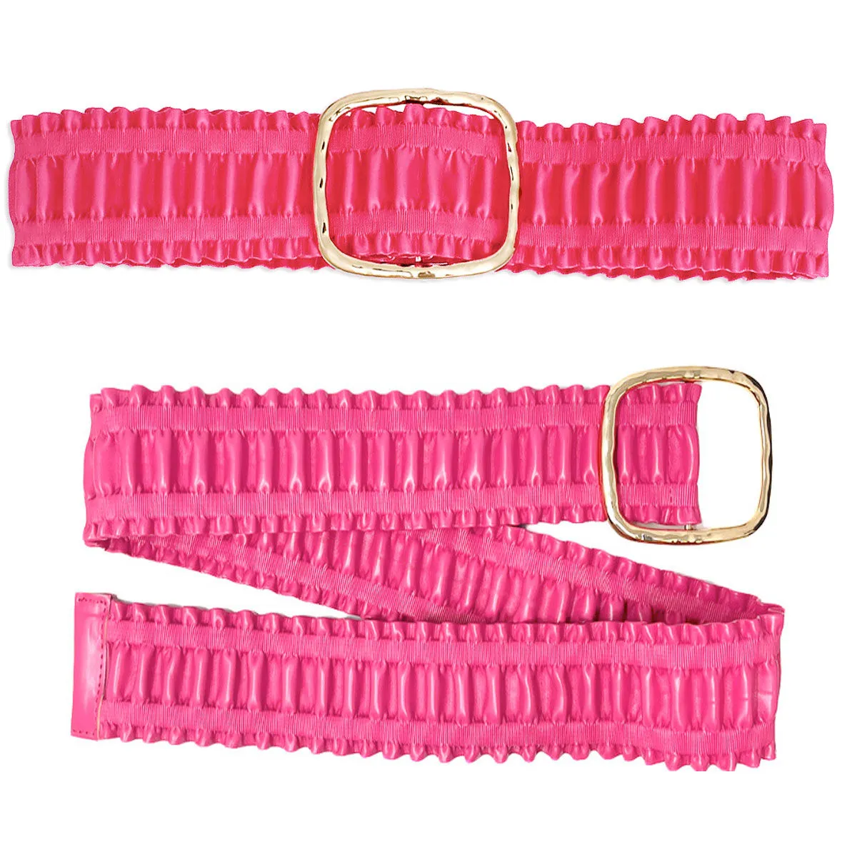 Wide Stretch Ruffle Belt - Fuchsia