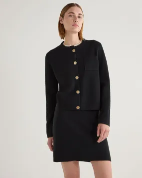 Women's Ruffle Collar Cashmere Jacket Black